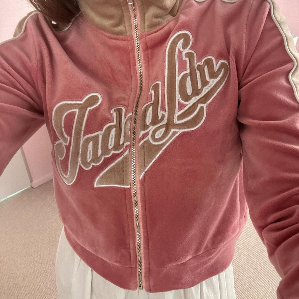 Jaded London Pink Velour Track Jacket